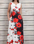 Flora - Falda larga con estampado de rosas y aberturas