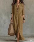 Silvia - Vestido camisero largo con movimiento natural