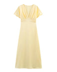 Camila - Vestido midi de satén con escote en V