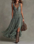 XIMENA | Vestido largo bohemio de gasa con niveles
