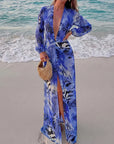 Roxana - Vestido largo de espalda descubierta con estampado de tigre