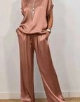 BEATRICE | Conjunto Elegante de Satén con Pantalones Fluidos