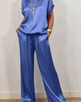 BEATRICE | Conjunto Elegante de Satén con Pantalones Fluidos