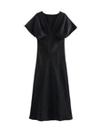 Camila - Vestido midi de satén con escote en V