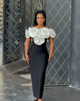 Delphine - Vestido bandage floral con hombros descubiertos