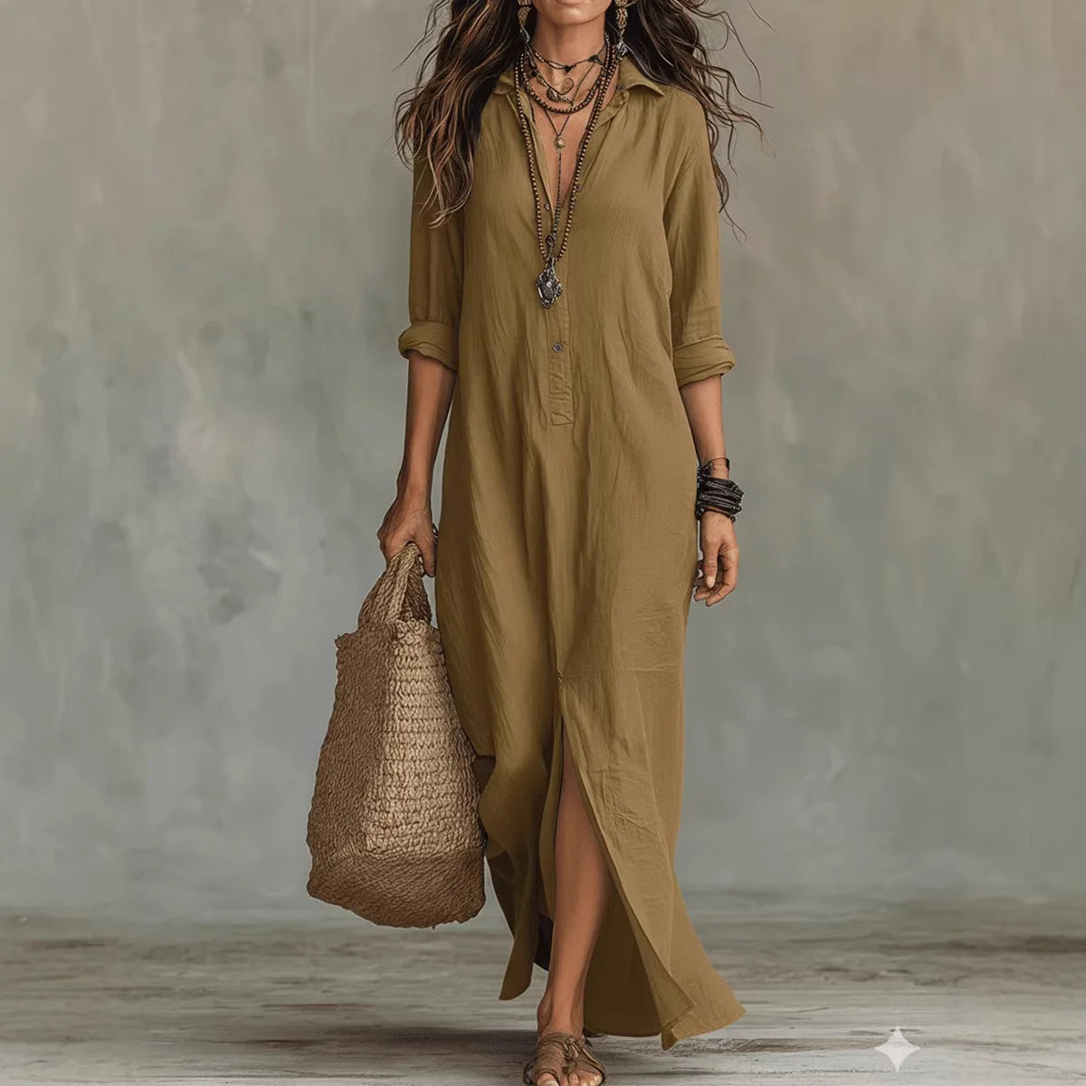 VITTORIA | ABITO CAMICIA LUNGO DAL MOVIMENTO NATURALE