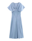 Camila - Vestido midi de satén con escote en V