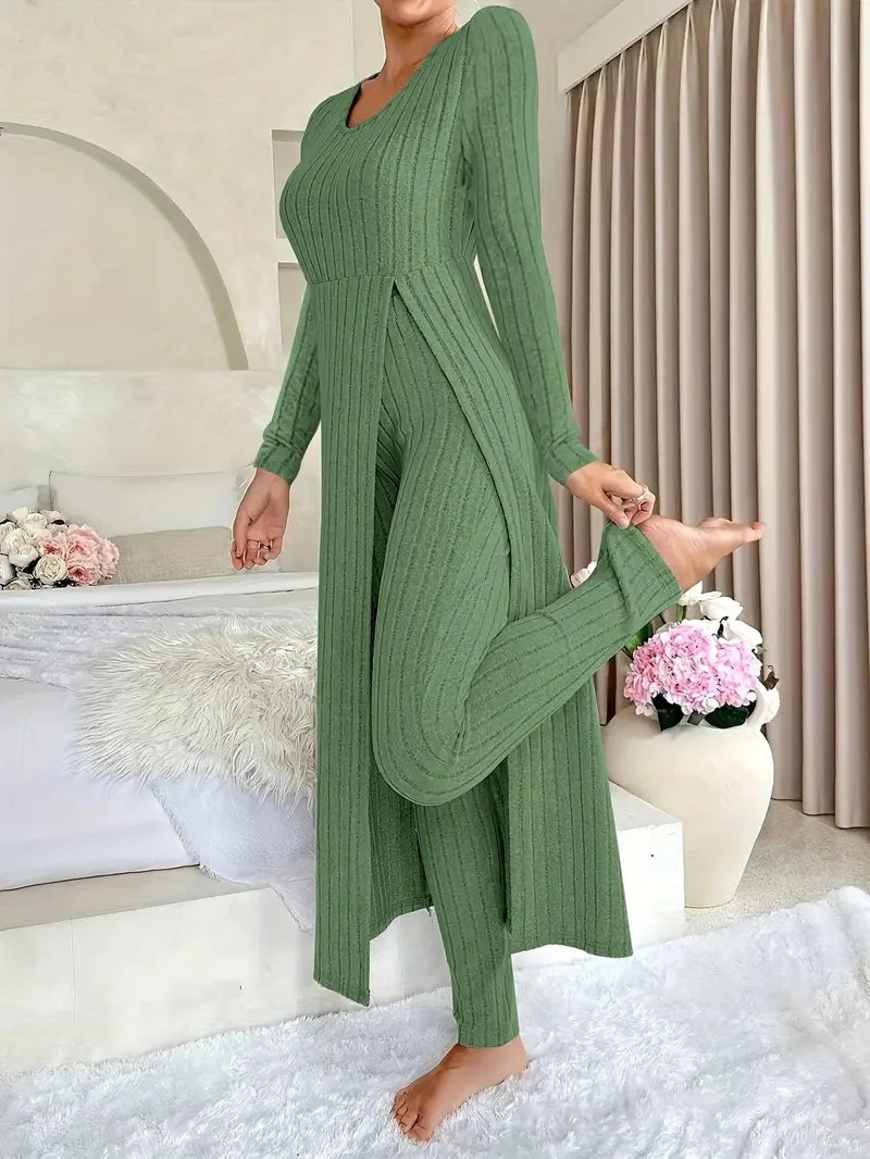 Willa - Conjunto de top largo y pantalón entallado