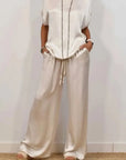 BEATRICE | Conjunto Elegante de Satén con Pantalones Fluidos