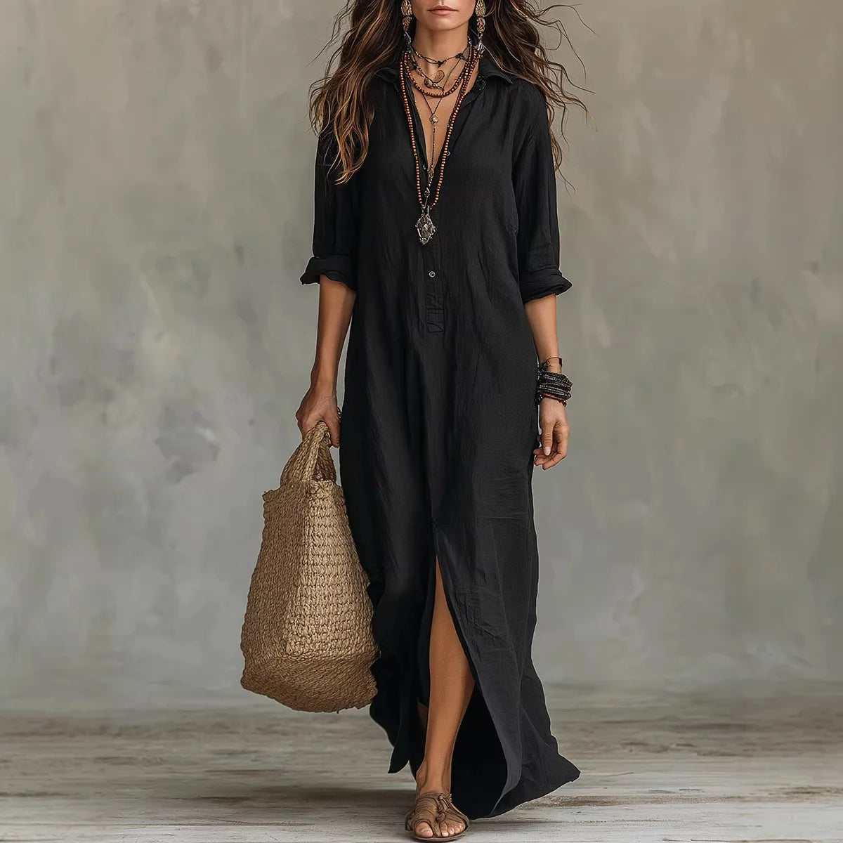 VITTORIA | ABITO CAMICIA LUNGO DAL MOVIMENTO NATURALE