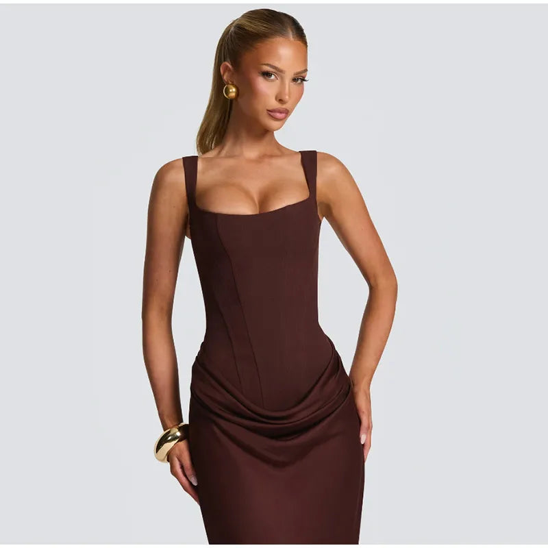 MIRELLA | ABITO MIDI ELEGANTE CON PLISSÉ MORBIDO