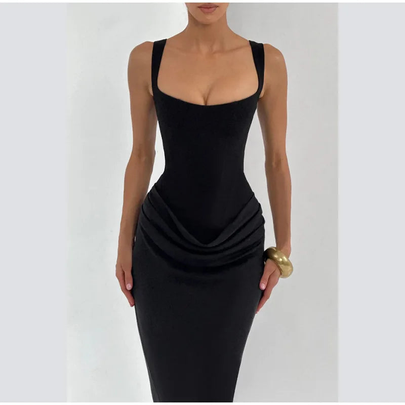 MIRELLA | ABITO MIDI ELEGANTE CON PLISSÉ MORBIDO