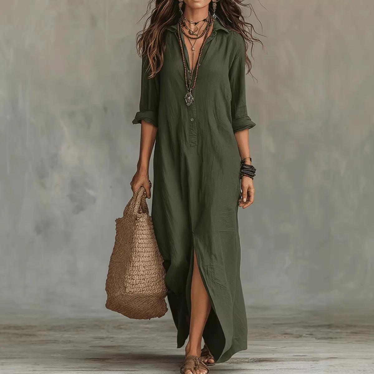 VITTORIA | ABITO CAMICIA LUNGO DAL MOVIMENTO NATURALE