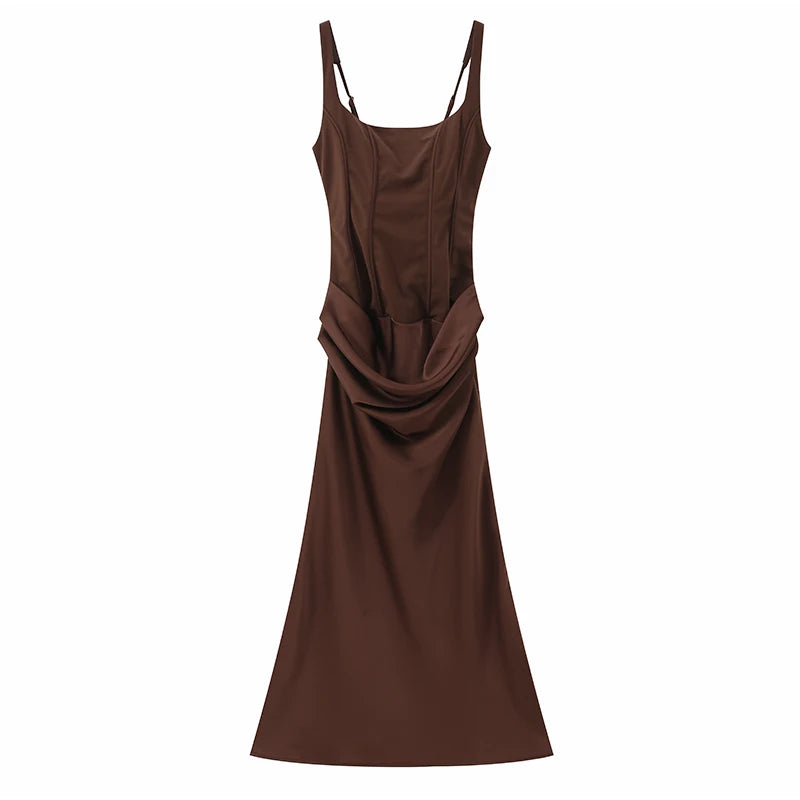 MIRELLA | ABITO MIDI ELEGANTE CON PLISSÉ MORBIDO