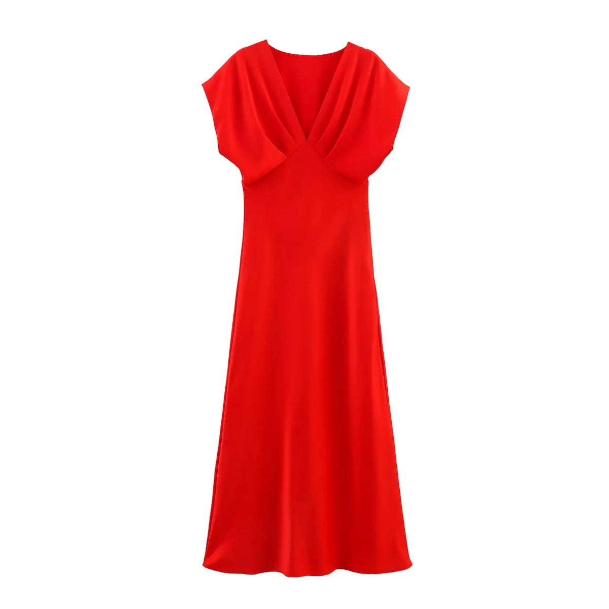 Camila - Vestido midi de satén con escote en V