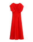 Camila - Vestido midi de satén con escote en V