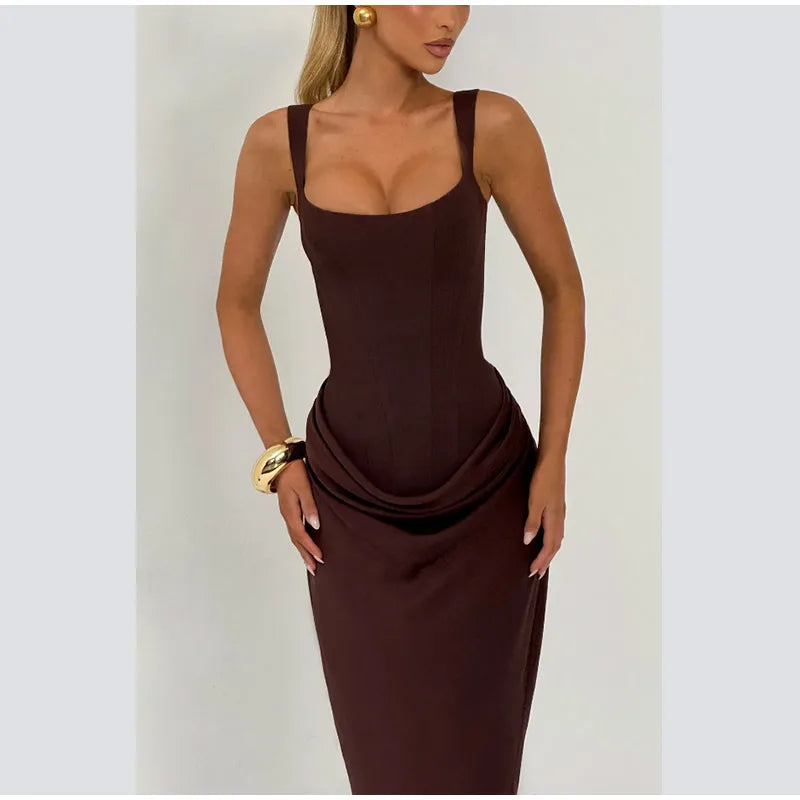 MIRELLA | ABITO MIDI ELEGANTE CON PLISSÉ MORBIDO