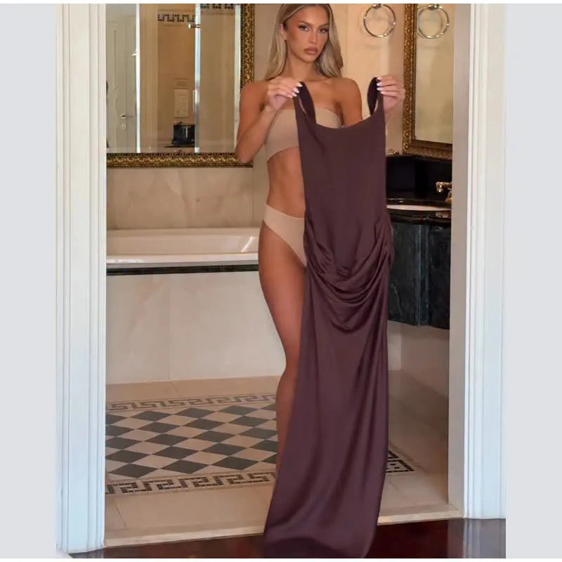 MIRELLA | ABITO MIDI ELEGANTE CON PLISSÉ MORBIDO
