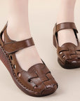 Renata - Sandalias romanas de cuero tejido