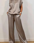 BEATRICE | Conjunto Elegante de Satén con Pantalones Fluidos