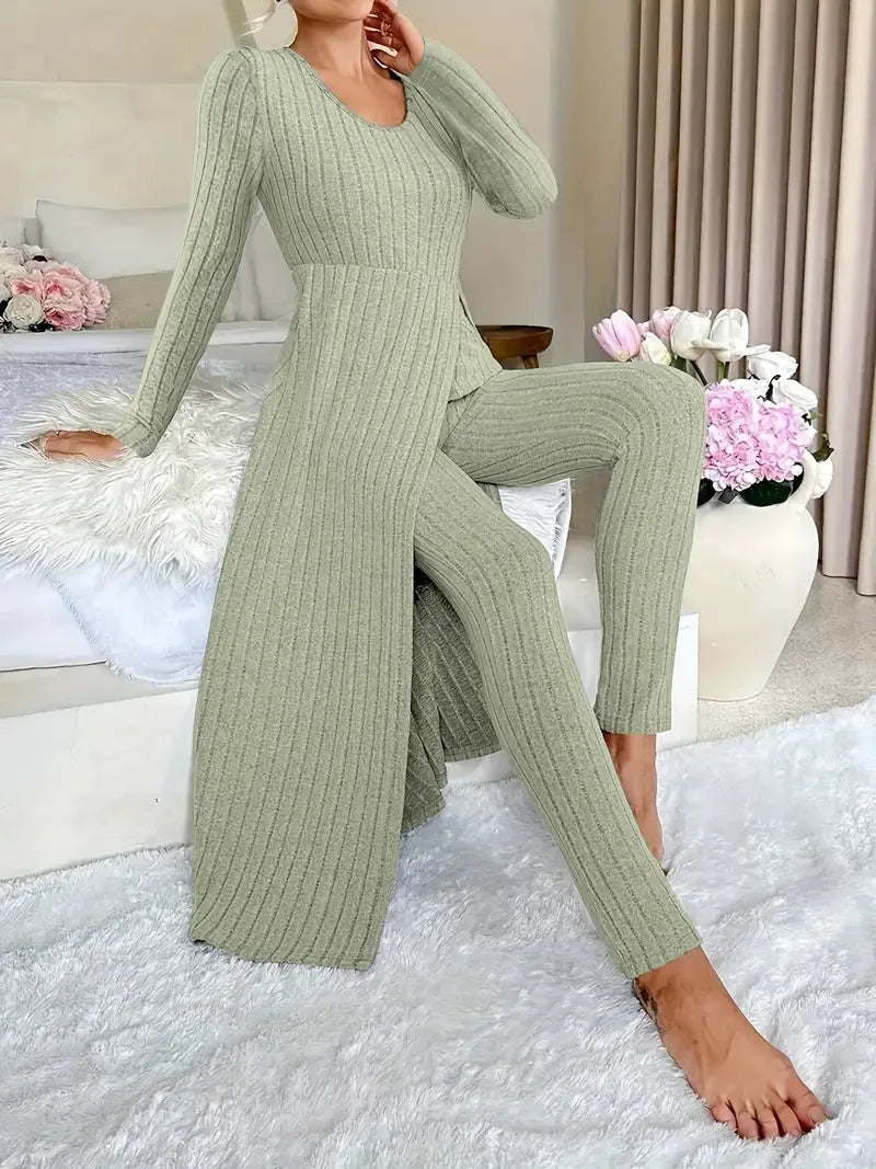 Willa - Conjunto de top largo y pantalón entallado
