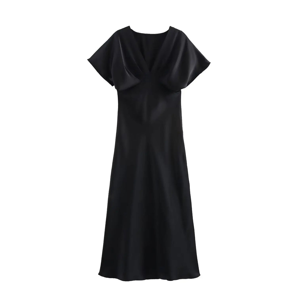 Camila - Vestido midi de satén con escote en V
